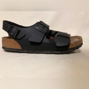 Birkenstock Milano Women's Brown Leather Double Buckle Shoes Sandals Size 8
